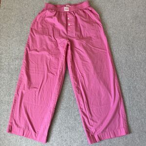 Poppi Target Lounge Pajama Wide Leg Pants Women Small Pink High Rise 100% Cotton